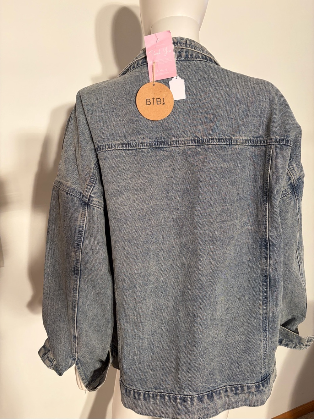 #751 BiBi NWT Light Blue Pearl-Studded Denim Jacket. Amazing! - Picture 14 of 16